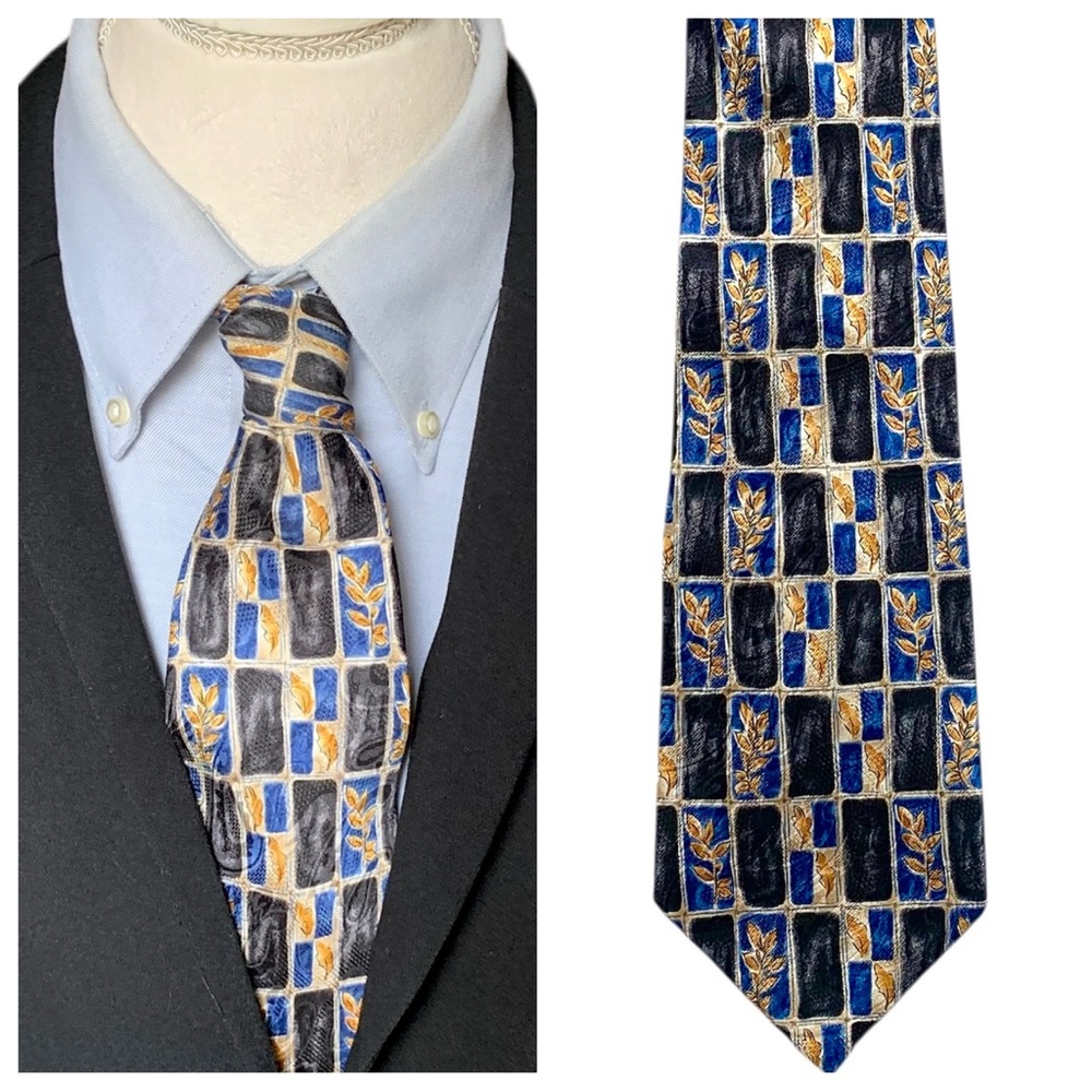 Monsieur Givenchy Necktie 100% Silk Made in USA Vintage Multicolored 60” Long